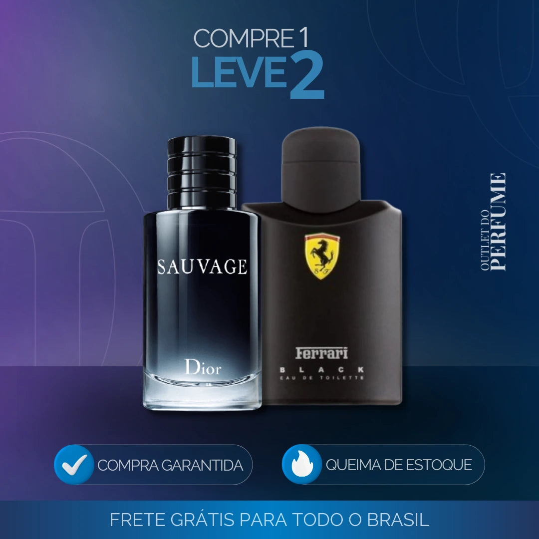 Combo 2 Perfumes Masculinos Importados (100ml) - Dior Sauvage, Ferrari Black [QUEIMA DE ESTOQUE]
