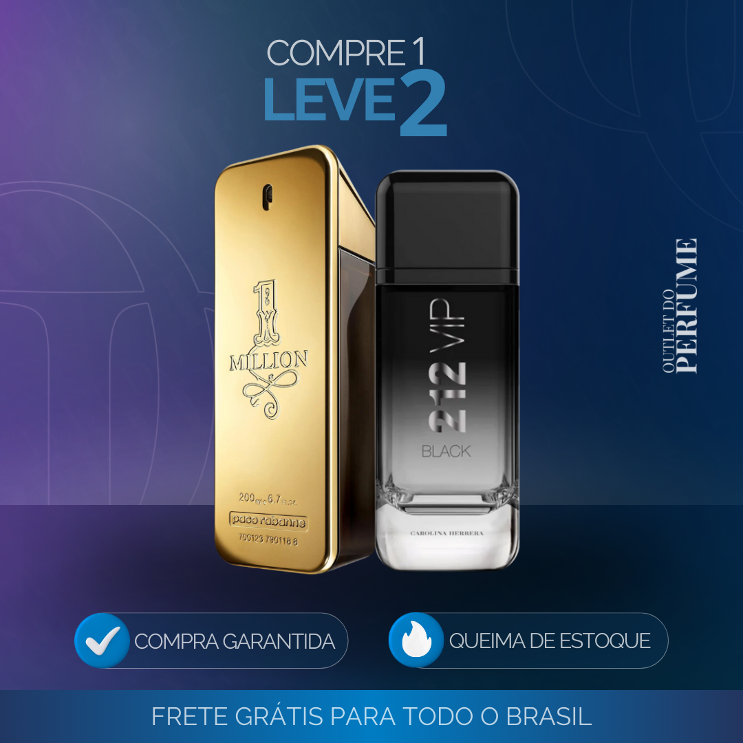 Combo 2 Perfumes Masculinos Importados (100ml) - 1 million, 212 vip [QUEIMA DE ESTOQUE]
